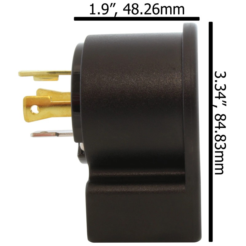 AC WORKS® 30A 125/250V NEMA L14-30P 4-Prong Locking Right Angle