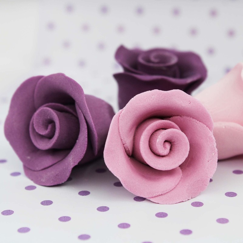 20mm Purple Ombre Sugar Roses 12 pieces - single