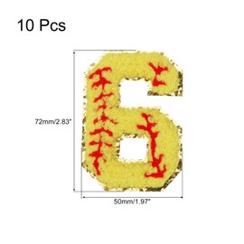 MECCANIXITY 10 Parches de Números de Béisbol para Planchar, 2.83"x1.97" Parches de Número de Chenilla Dorada con Brillo, Parches Deportivos Bordados para Gorras (Amarillo)