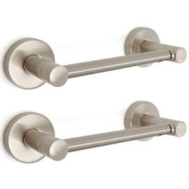 Fixsen Toilet Paper Holder Brushed Nickel Bathroom Double Post Pivoting Satin Nickel Tissue Holder Stainless Steel and Zinc Alloy Wall Mount Detachable 1pc