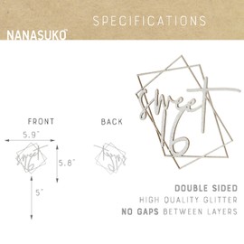 NANASUKO 16th Birthday Cake Topper - Sweet 16 - with Modern Geometric Frame - Double Sided Silver Glitter - Premium Quality Made in USA