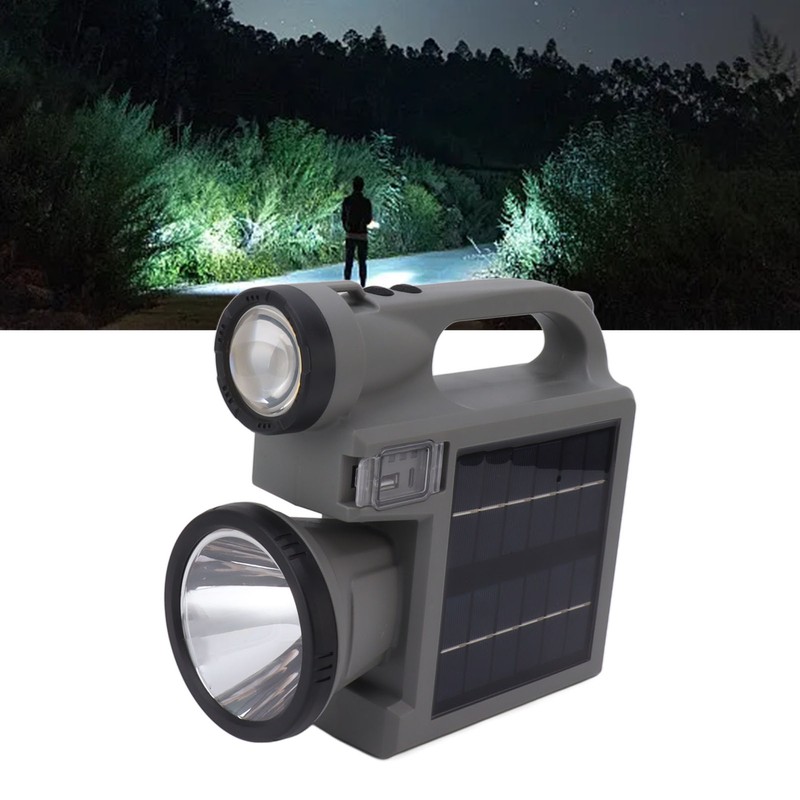 Solar Flashlight Handheld LED Spot Light Flashlight with Dual Side