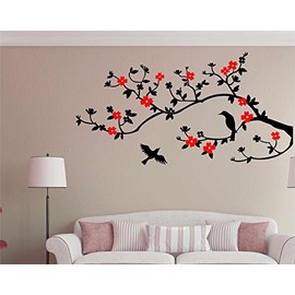Heaven Decors Vinyl Bird Wall, Door Sticker, 44.48 x 0.39 x 23.22 inches, Black