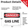 Gas Line OSHA Danger Vinyl Decal Label 14 Inch x