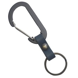Highstyle Key Holder, Tochigi Leather & Lightweight Aluminum Carabiner, Antique Color, Base Grade Type, Key Chain, black/navy