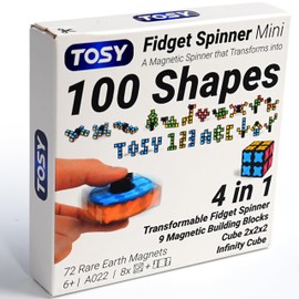 TOSY Magnet Fidget Spinner Mini - 3 in 1 Toy: Transformable Fidget Spinner with 72 Magnets, Infinity Cube, 2x2 Puzzle Cube for Beginners, Stress Relief for Adults, STEAM Easter Birthday Gift