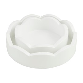 Mud Pie Mini Scalloped Tray Set, small 2" x 6" dia | large 2" x 8" dia, White
