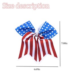 Patriotic Hair Bows American Flag Hair Ties Elastic for Girls Bowknot Hair Rubber Bands for Independence Day Party Hair Accessories 4th of July Hair Elastic for Women Cheerleader
