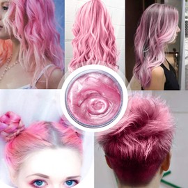 Pink Hair Color Wax Temporary Modeling Natural Color Hair Dye Wax Unisex One-time Hairstyle Cream Styling Wax for Party Cosplay Halloween Masquerade …
