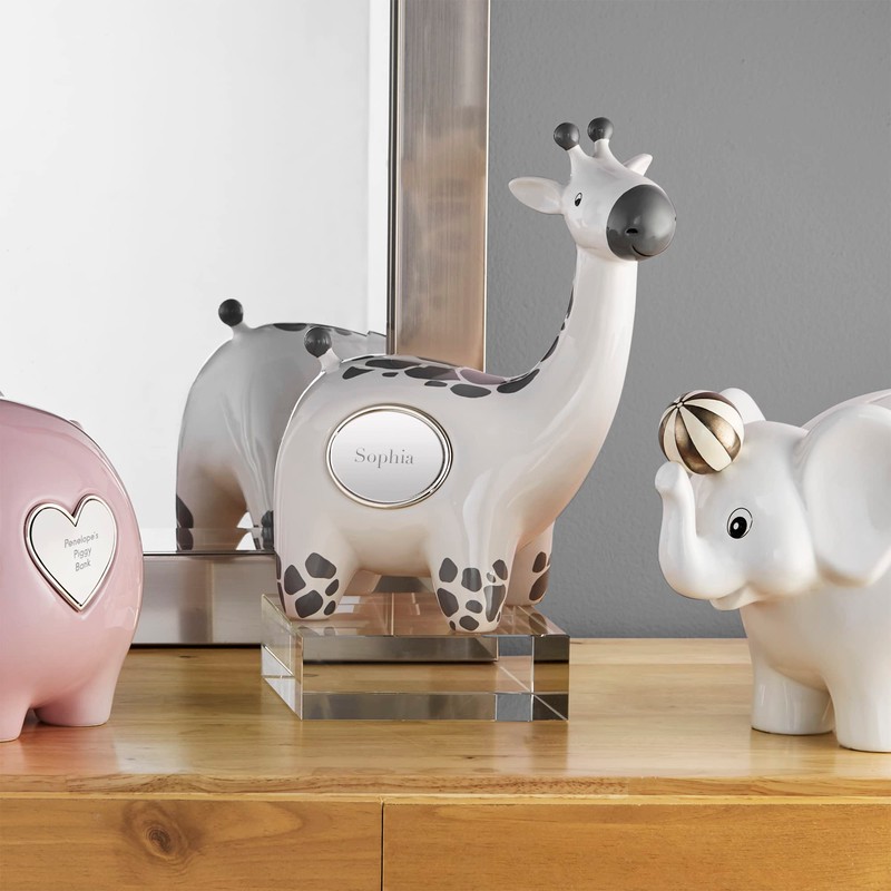 THINGS REMEMBERED Engraved Giraffe Ceramic Coin Bank for The New