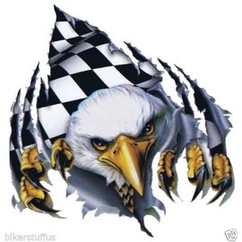 Eagle with Checkered Flag Sticker Helmet Sticker Bumper Sticker