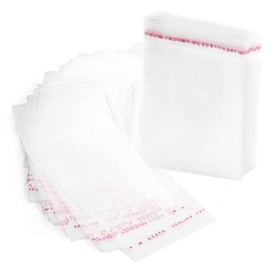 RUBY Pack of 200 Clear Plastic Cellophane Bags with Self Seal - 10cm x 14cm