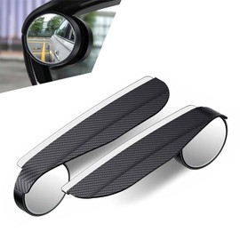 icykale 2 PCS Car 2-in-1 Design Rearview Mirror Blind Spot Mirror + Carbon Fiber Design Rain Eyebrow, Expanded Vision Adjustable Auxiliary Reversing Mirror Rainwater Diversion Protector (Black)