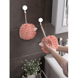 Sophie & Panda Fuzzy Ball Hand Towels (Set of 2) - Dry Your Hands Instantly and conveniently with This Creative Hand Towel Hedgehog Decorative Towels for Bathroom (Pack of 2, Pink)