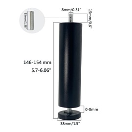 Yuqim 4 Pack Adjustable Furniture Legs Replacement M8 Thread Metal Furniture Legs 6 Inch Couch Legs Replacement Legs for Bed, Sofa, Cabinet(Black, 5.7-6.06 Inch)