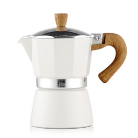 Bincoo Espresso Maker Stovetop,Camping Moka Pot 2 Cup/120ML,Stove Top Espresso Italian Coffee Maker,Easy to Use (White)