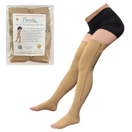Presadee Thigh High Open Toe 15-20 mmHg Moderate Compression Leg With YKK Zipper (Nude, 0)