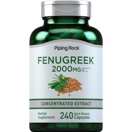 Piping Rock Fenugreek Capsules | 2000mg | 240 Pills | Supplement for Women and Men | Concentrated Seed Extract | Non GMO, Gluten Free