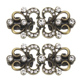 QUARKZMAN Pack of 2 Vintage Pullover Clips, Cape Closure Retro Cardigan Clips Shoulder Collar Clasp Brooch Clip for Women (Bronze)