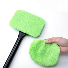 JXYT Car Window Brush Cleaner Windshield Cleaning Tool with 5 Reusable and Washable Microfiber Pads for Car Interior Auto Glass Wiper Kit Dirty Car Washing Brushes,green