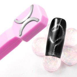 MOLILON Three-In-One Nail Magnets for Nail Art Strong Nail Magnet Stick Multi-function Nail Magnet 3d Cat Eye Gel Nail Polish Magnetic Wood Tools for Nail Salon or DIY Supplies - Pink