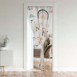 Loussiesd Rainbow Door Curtain for Doorway Privacy 86x203cm Colorful Stripes Closet Door Cover Curtain Multicolor Room Curtain Heart Love Room Divider Curtain Cover Pink White Blue Window Treatments