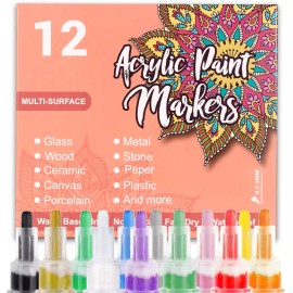 YELLOW-PRICE 12 Pack 6mm Liquid Paint Pen/Marker For Chalkboard Blackboard Glass Windows Kids - 1 Set of 12-Pieces
