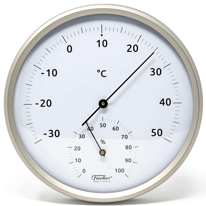 Fischer 186TH-01 Thermo-Hygrometer 160 mm Bimetal Thermometer and Hygrometer Stainless