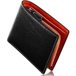 Otokor Handsewn Leather Wallet, Men's Bifold Wallet, Holds 13 Cards, Large Capacity, Genuine Leather, YKK Zipper, Coin Purse Pocket, Made by First-class Wallets Artisans, black/brown