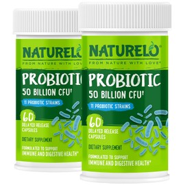 NATURELO- “Probióticos para la Salud Digestiva 50 Mil Millones de UFC, 11 Cepas, Suplemento de Uso Diario Aumenta el Sistema Inmunológico