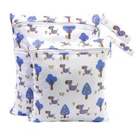 Criveple Nappy Bag, Wetbag Organiser Bag, Reusable Wet Bag, Wet Bags for Nursery, Travel, Gym, Swimming Items, Zebras, Wetbag