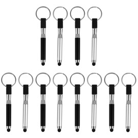 Mikikit Stylus Pen with Keyring, 12 Pcs Stylus Pens for Touch Screens Keychain Stylus Pen Plastic Touch Screen Ballpoint Pen Key Ring Touchscreen Stylus Pen