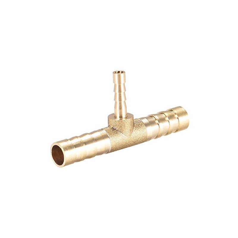 sourcing map Tee Brass Barb Fitting Reducer 3 Way, Fit