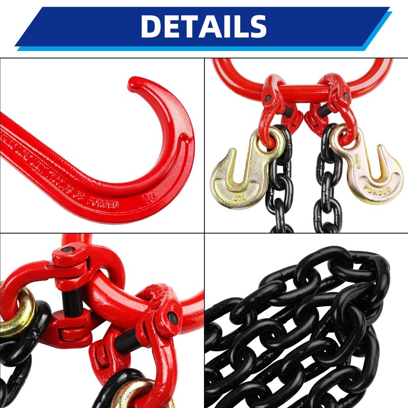 ANLU LOAD 3/8" G80 V-Tow Bridle Chain, 36Inch, 7100Lbs WLL,
