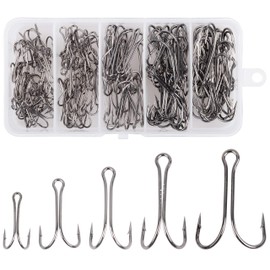 Double Fishing Hook Set Saltwater Fishing Carbon Steel Fishing Hooks Double Hook Kit with Fishing Accessories Box (110pcs/box)