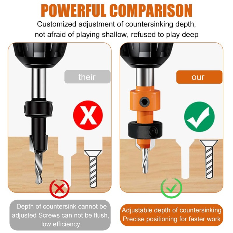 Wood Drill Bit with Countersink Suit, Not Easy to Slip