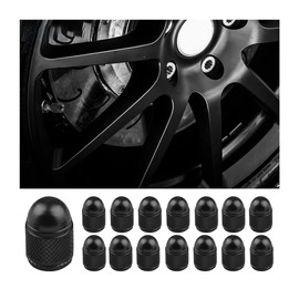 JNNJ 15 Pieces Car Tyre Valve Stem Caps, Aluminium Tyre Valve Caps, Dust Proof Corrosion Resistant Tire Valve Cap Set, Car Exterior Tire Accessories for Cars, Trucks, Bikes, Motorcycles(Black)