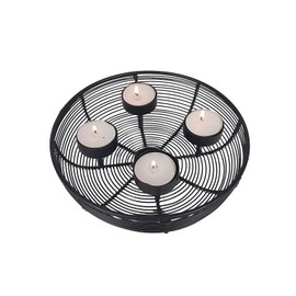 Advent Wreath Metal Bowl Diameter 20.5 cm Black with 4 Tea Lights