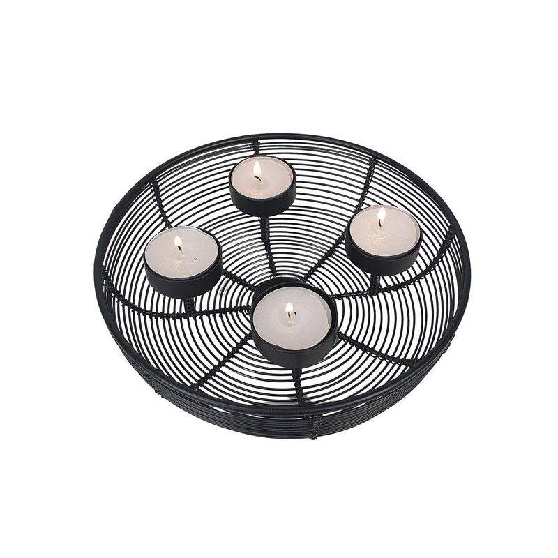 Advent Wreath Metal Bowl Diameter 20.5 cm Black with 4