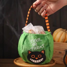 EZ PEACH Halloween Bag, Candy Bag, Pumpkin Bag, Halloween Props, Costume, Cosplay, Non-woven Handbag, Decoration, Children, Halloween Bag, Candy Bag, Pumpkin Bag (A)