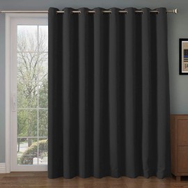 Rose Home Fashion Blackout Sliding Door Curtains, Room Darkening Thermal Insulated Curtains for Living Room Bedroom, Sliding Glass Door Drapes, 1 Panel, W100 x L84, Black