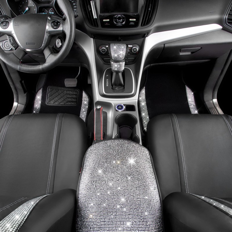 CAR PASS Rhinestone Bling Diamond Car Seat Covers Leather Shining