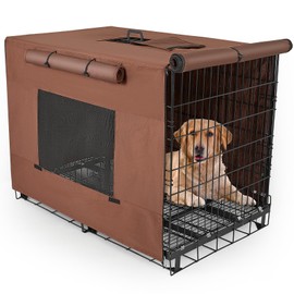 Dog Crate Cover 24 Inch Thickened Dog Kennel Cover Windproof Puppy Cage Covers with Mesh Windows on Both Sides Portable Crate Covers for Dogs Cages Fit for Indoor/Outdoor Use