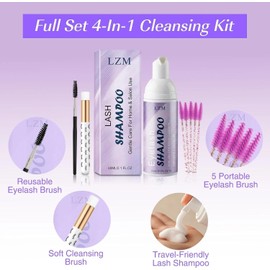LZM- Champú para pestañas, limpiador de pestañas, kit de limpieza para extensiones de pestañas o grupos de pestañas, baño de pestañas, L