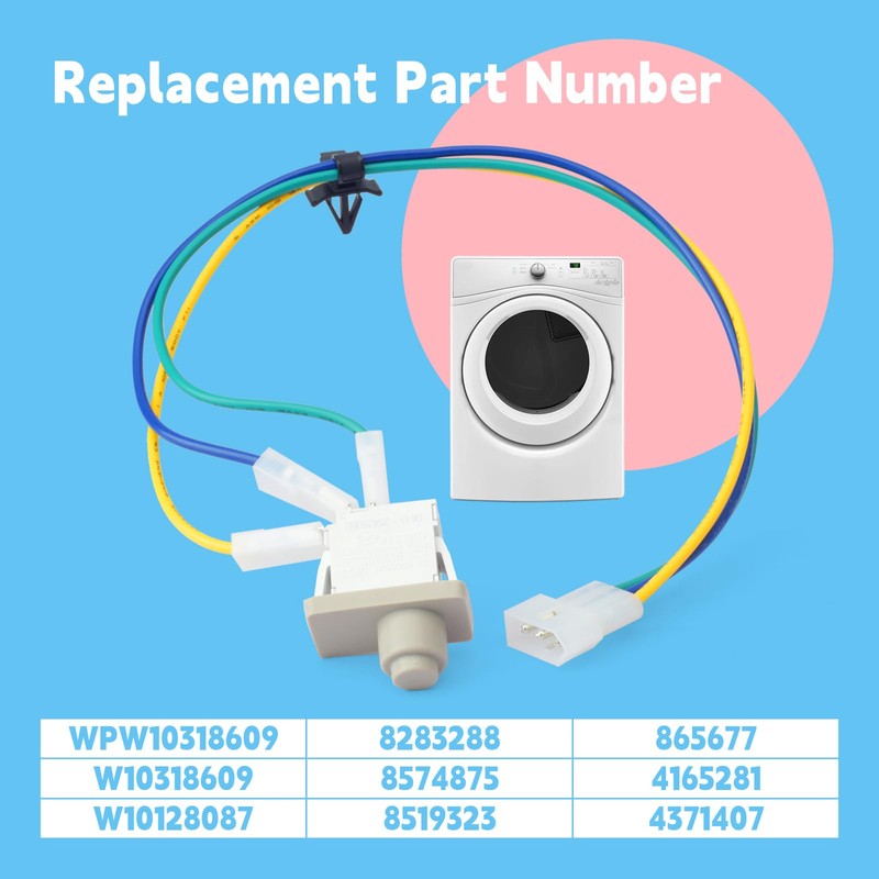 8283288 Dryer Door Switch with Wire Compatible with Whirlp Dryer