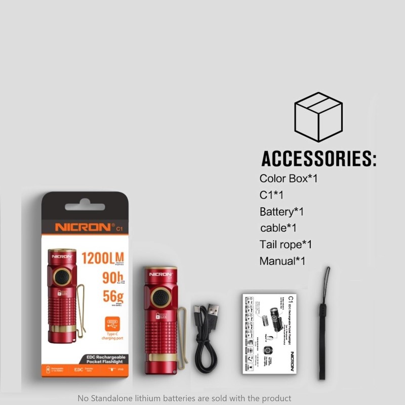 NICRON Mini Flashlight, 1200 lumens Rechargeable led flashlights high lumens