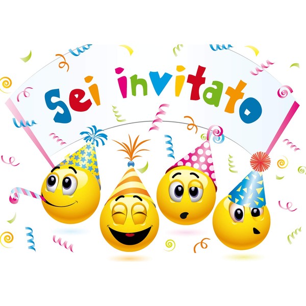 Edition Colibri 10 x Birthday Party Invitations; Faces Smileys/Children's Birthday Invitations/in Italian (10719)