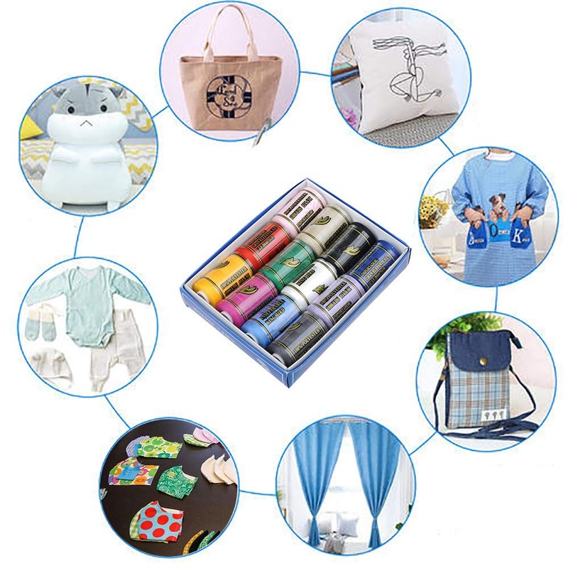 12 SPOOLS of 600 Yards Polyester Sewing Thread for Sewing