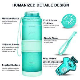 Zounich Sport Water Bottle BPA-Free Leak-Proof Water Bottle 380 ml/500 ml/700 ml/1 Litre Plastic Suitable for Jogging, Biking, Children’s School, Open with One Hand Water Bottle Filter