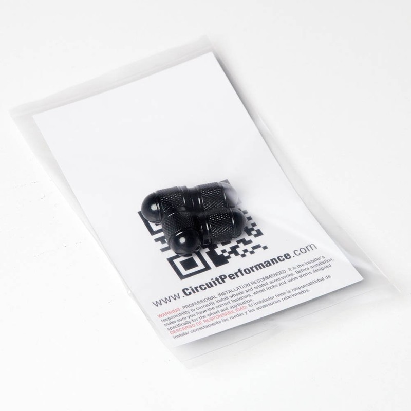 Circuit Performance VC4 Series Black Aluminum Valve Stem Caps (Set